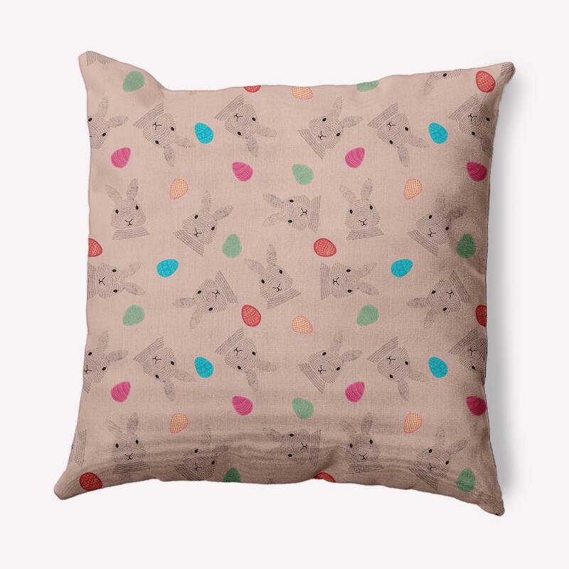 Bunnies and Eggs Easter Indoor/Outdoor Throw Pillow