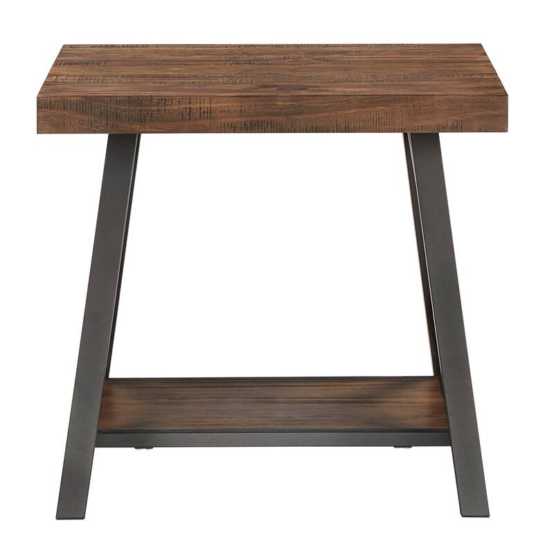 Bryson Rustic X-Base End Table with Shelf by iNSPIRE Q Classic