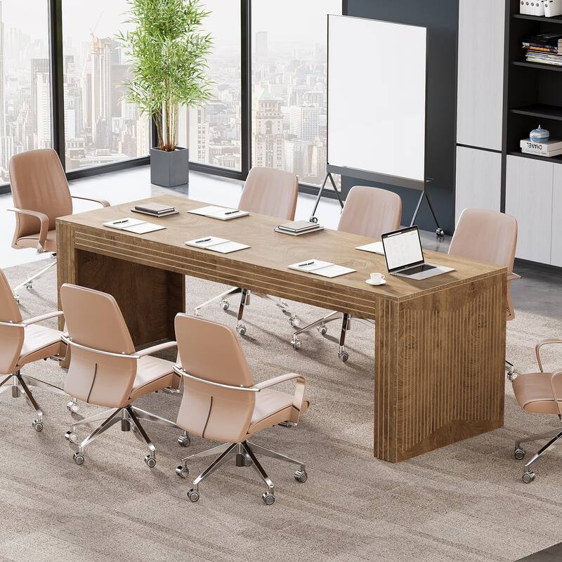 79-Inch Extra Long Desk for 6-8 People,Conference Table for Office - Light Brown