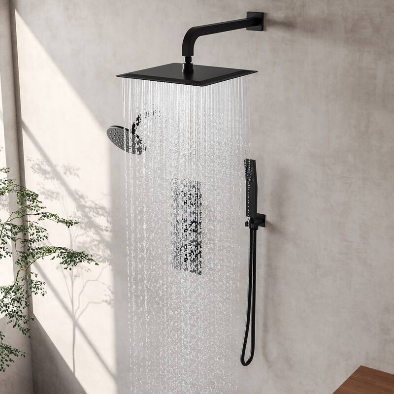 Thermostatic Shower System 12" Dual Heads Shower Faucet with High Pressure Handheld Spray