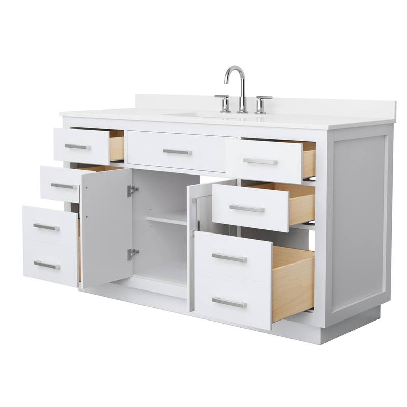 Beckett TK 60-inch Single Vanity, 3 Hole Quartz Top