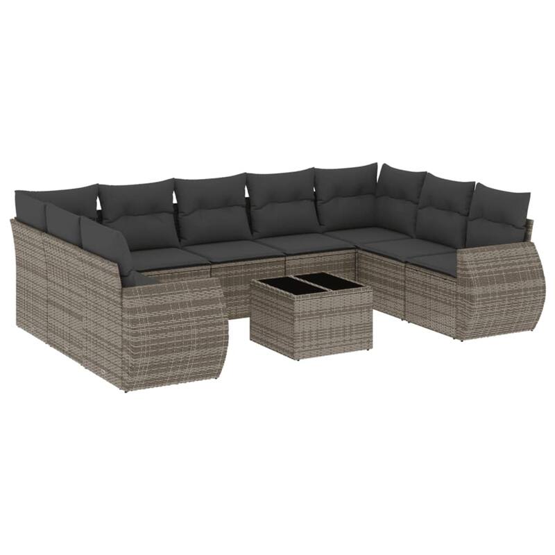 vidaXL Patio Sofa Set with Cushions Outdoor Conversation Furniture Poly Rattan