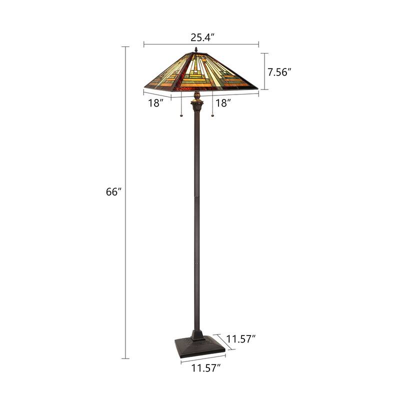 Mission Tiffany-Style 2-Light Blackish Bronze Floor Lamp 18" Shade