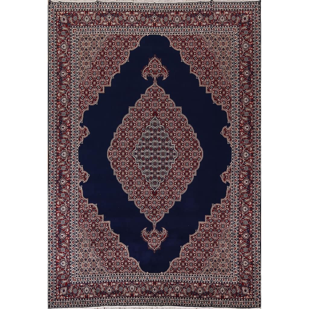 Navy Blue Geometric Tabriz Turkish Rug Machine Made Medallion Carpet - 9'7" x 13'1"