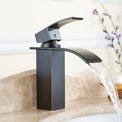 Waterfall Bathroom Sink Faucet Single Hole Bathroom Faucets One Handle Modern Basin Vanity Taps With Valve