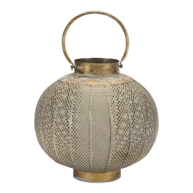 Punched Metal Candle Holder 11.5"H - 10.5 x 10.5 x 11.5