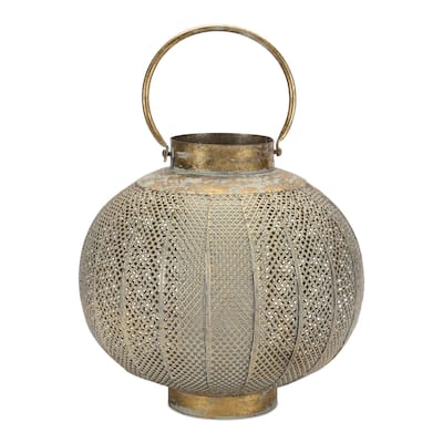 Punched Metal Candle Holder 11.5"H - 10.5 x 10.5 x 11.5