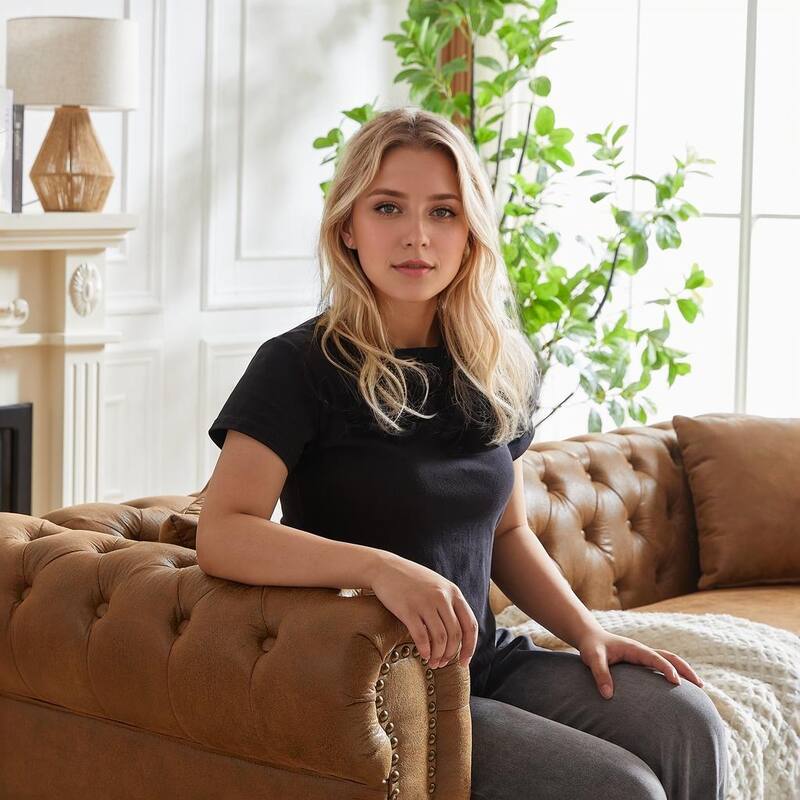 Chesterfield 85.5" Tech Fabric 3-seater Sofa with Cushions