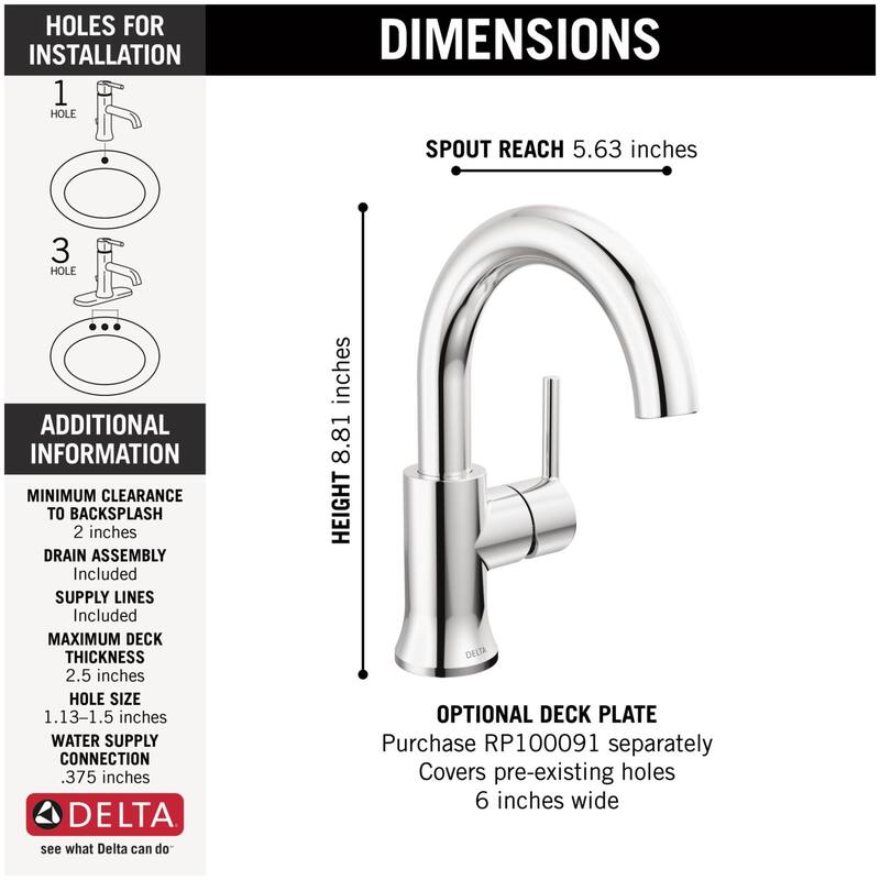 Delta 559HAR-GPM-DST Trinsic 1 GPM Single Hole Bathroom Faucet with - Chrome