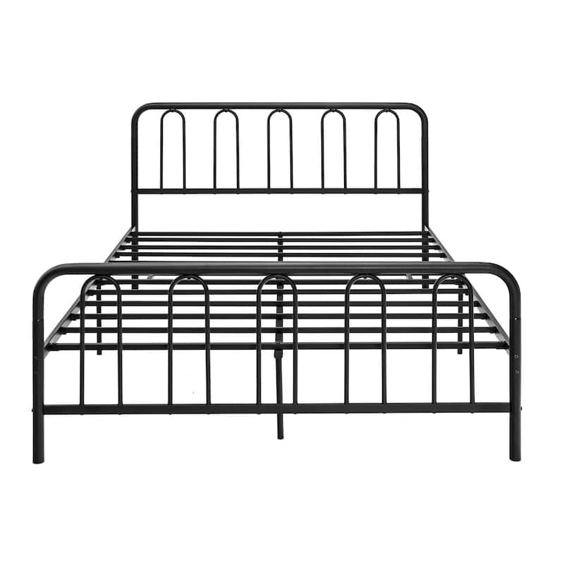Gymax Stylish Queen Size Metal Bed Frame Platform Bed Base w/