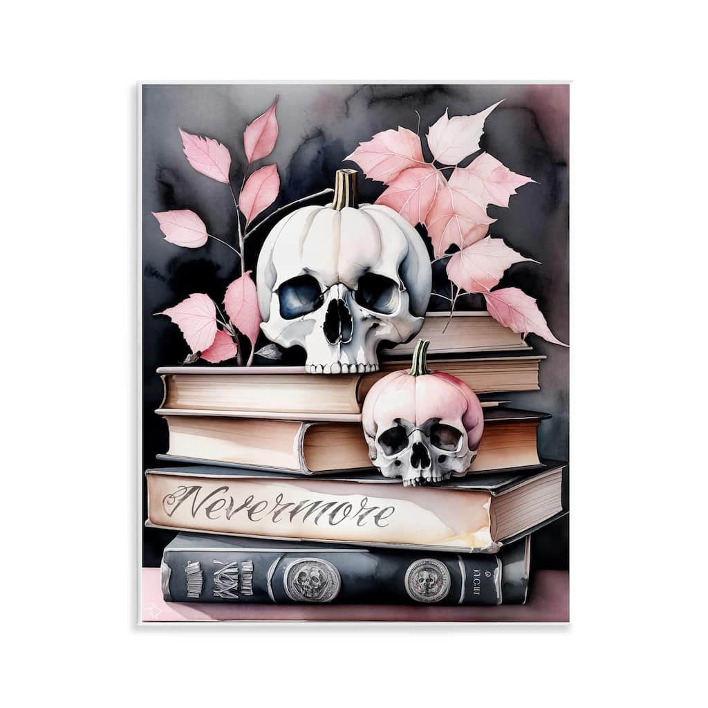 Stupell Spooky Skull Book Stack Wall Plaque Art Design By Tabz Jones