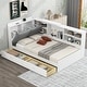 preview thumbnail 1 of 16, Wood Twin Size Platform Bed with Storage Headboard, Shelves and 2 Drawers, White White