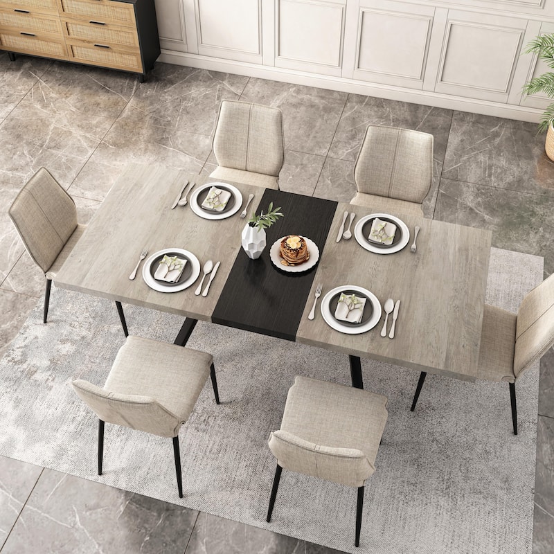 Retro Rectangular Dining Table with Carole Top and Black Embossed Center Plate