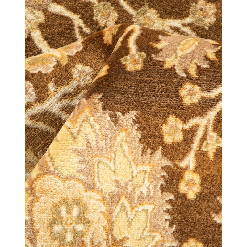 Overton Hand Knotted Wool Traditional Oriental Brown Area Rug - 4' x 6'