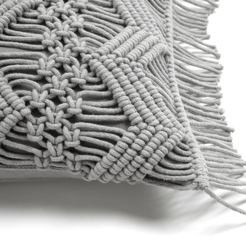 Lush Decor Studio Chevron Macrame Decorative Pillow Cover