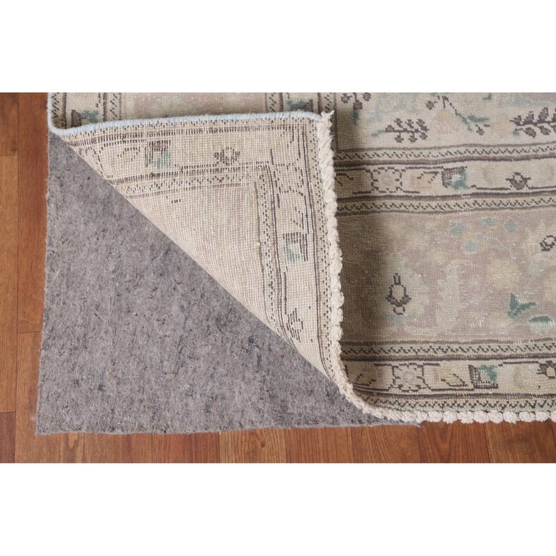 Hand Knotted Oriental 100% Wool Carpet Traditional Floral Beige & Ivories Tabriz Area Rug - 12' 11'' X 9' 6''