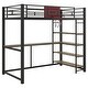 preview thumbnail 12 of 10, Industrial-Style Loft Bed with Basketball hoop, Twin Size Metal Loft Bed Frame with Built-in Desk and Shelf for Kids Boys Girls