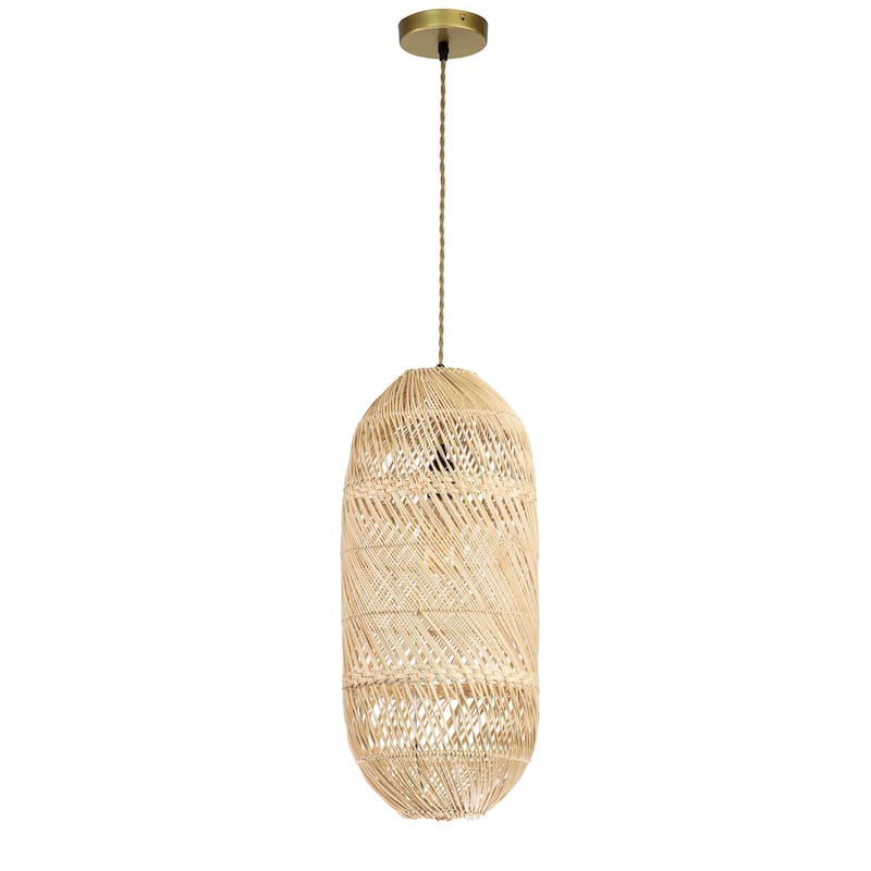 Natural Handmade Large Rattan Pendant Light 22.4 in.