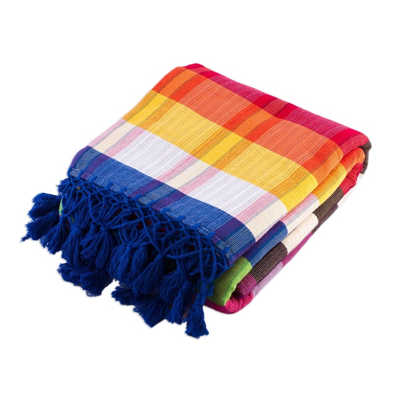 Handmade Beautiful Rainbow bedspread and pillowcases (Mexico)