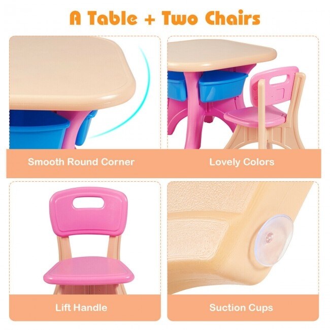 Versatile 3 Piece Kids Play Table Chair Set for Indoor and