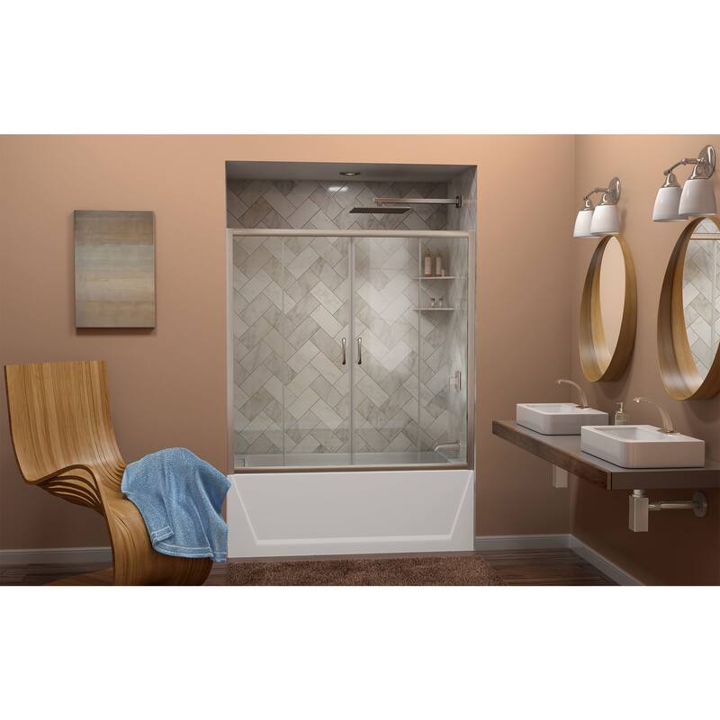 DreamLine Visions 56-60 in. W x 58 in. H Semi-Frameless Sliding Tub Door - 56" - 60" W