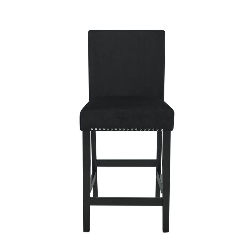 Contemporary Velvet Counter Stool with Nailhead Trim,Set of 2
