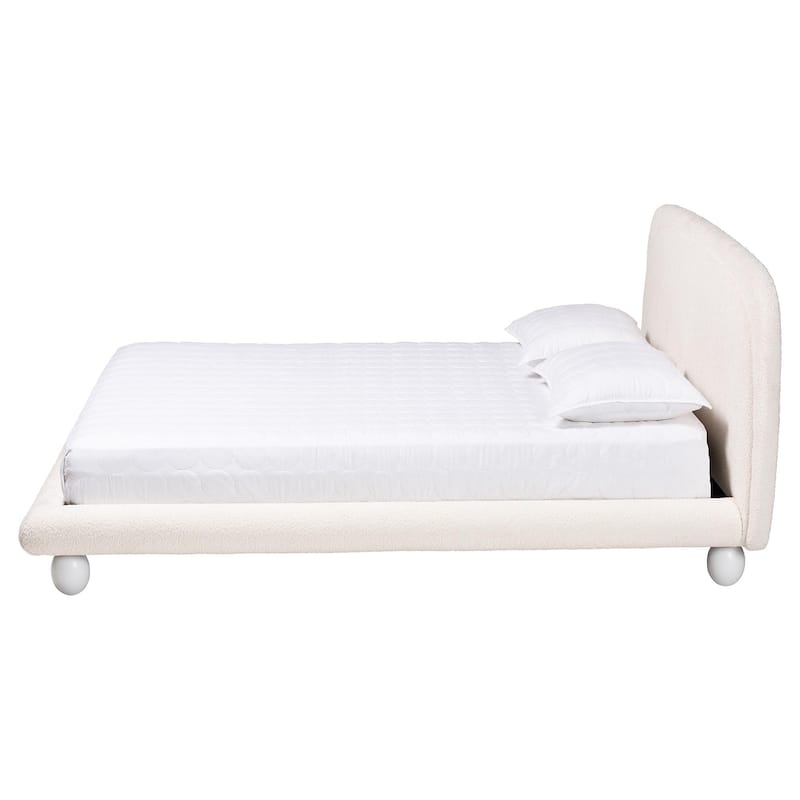 Eladio Modern Luxe Ivory Boucle Fabric Queen Size Bed