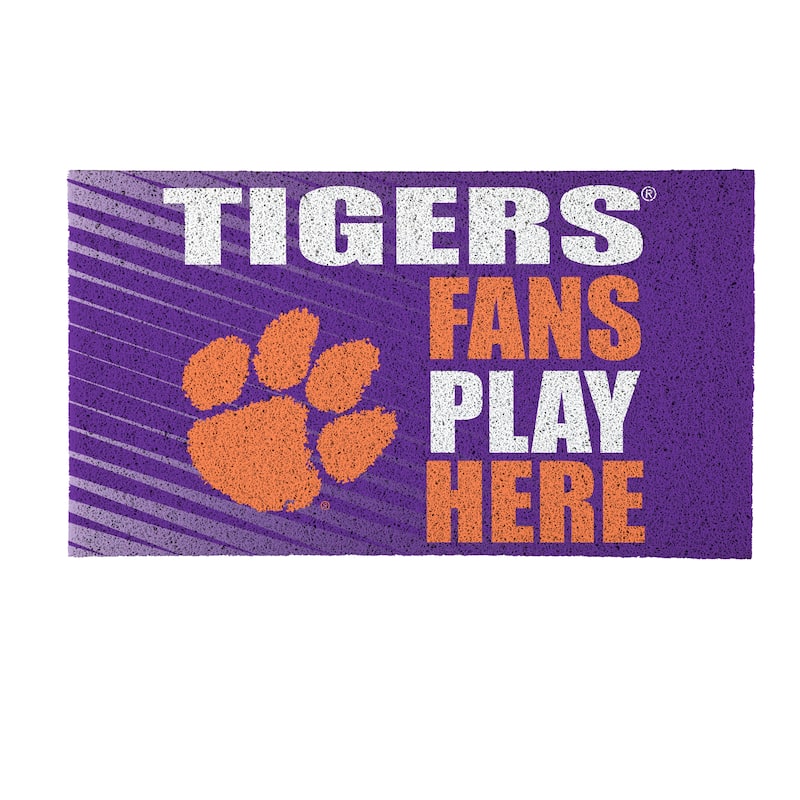 28 in. x 16 in. Clemson University "Fans Play Here" PVC Door Mat
