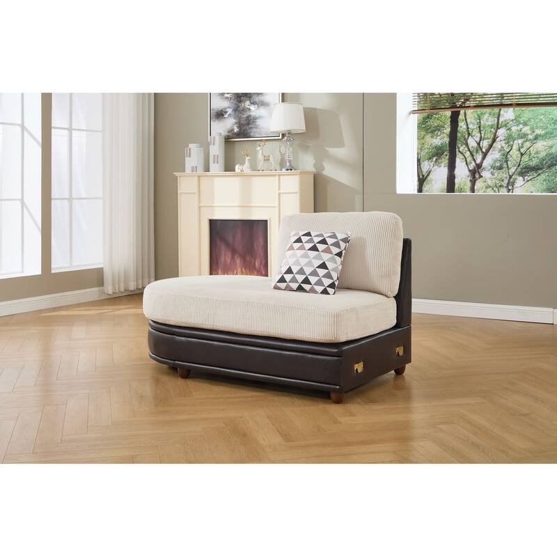 Oversized Corduroy With Faux Leather Modular Sectional