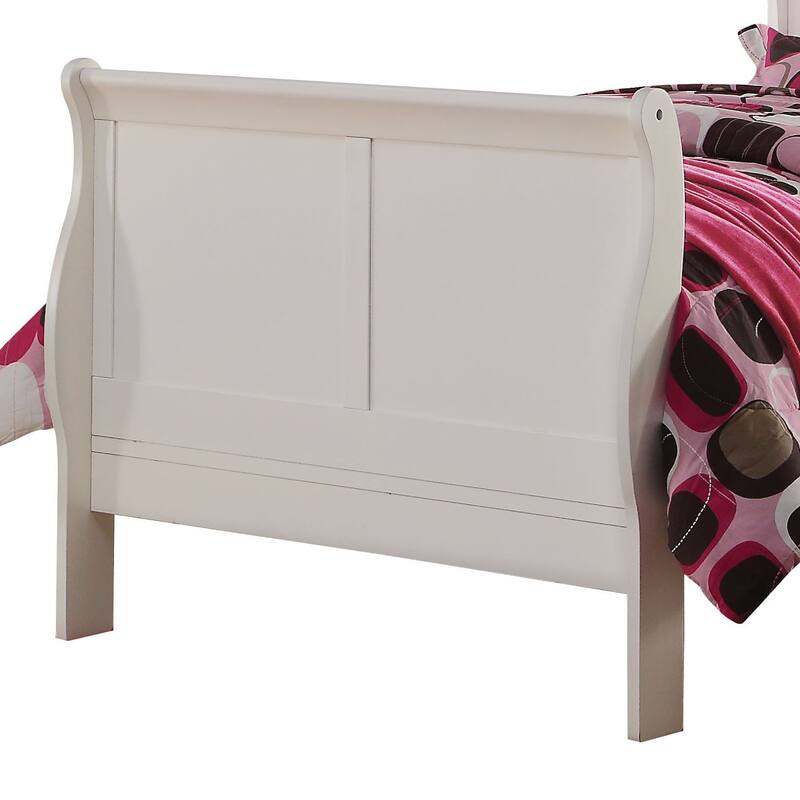 Elegant White Sleigh Bed with Classic Design and Storage Drawer
