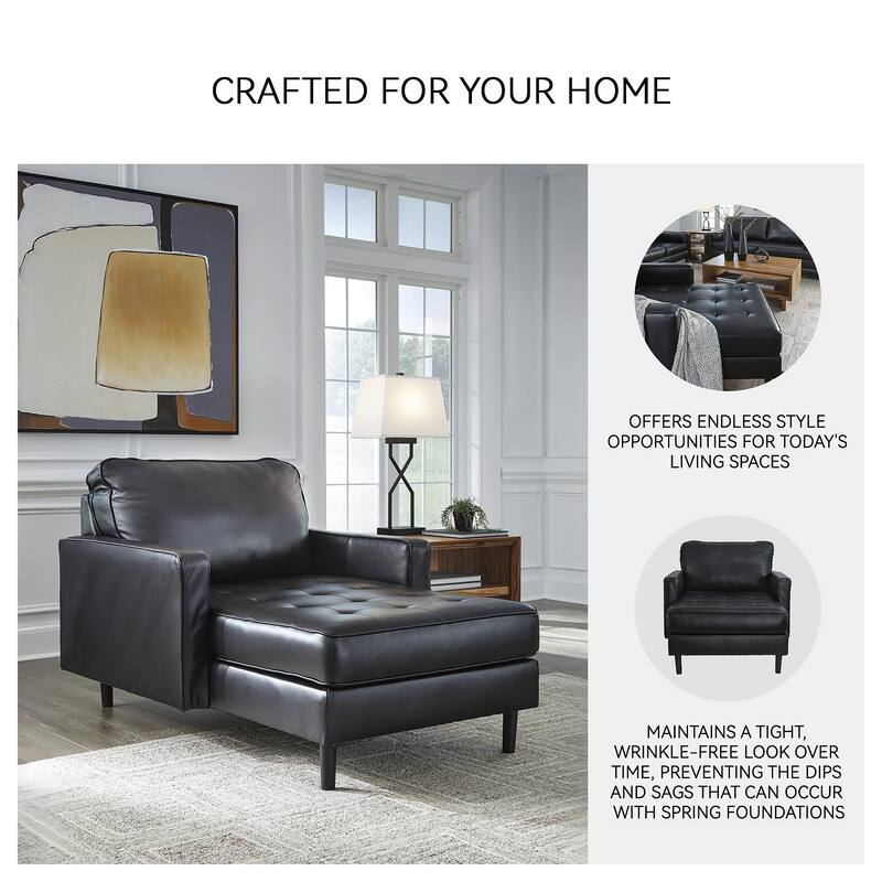 Signature Design by Ashley Bryceview Black Chaise - 42" W x 64" D x 39" H