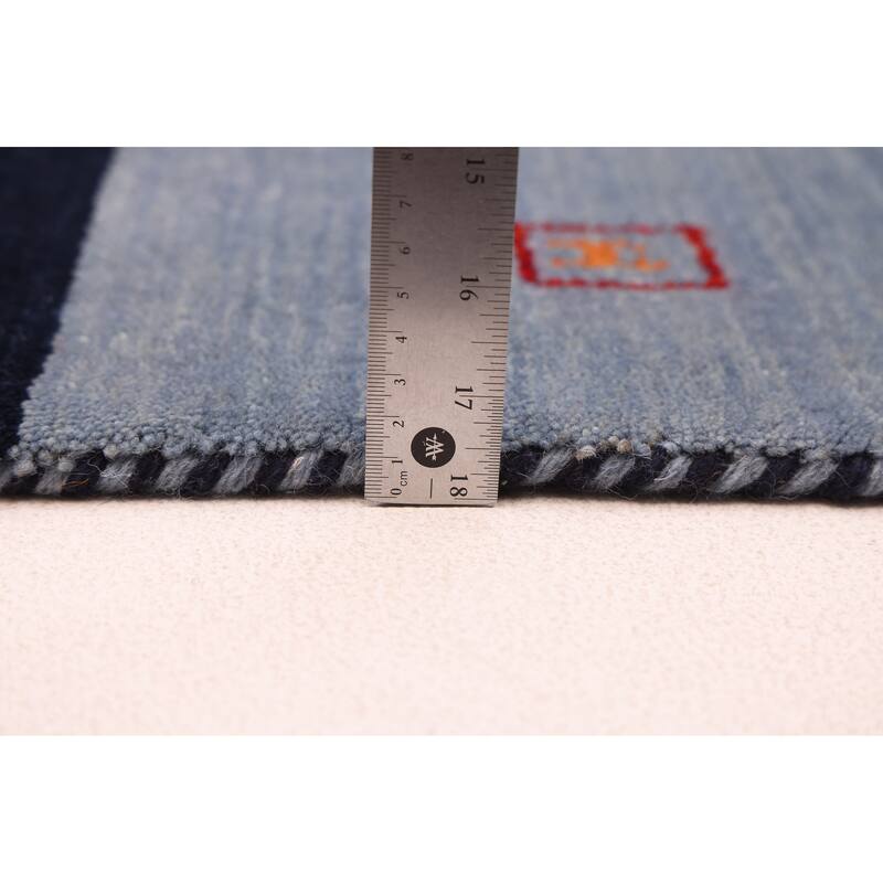 ECARPETGALLERY Hand Loomed Kashkuli Gabbeh Dark Navy, Grey Wool Rug - 6'9 x 9'9