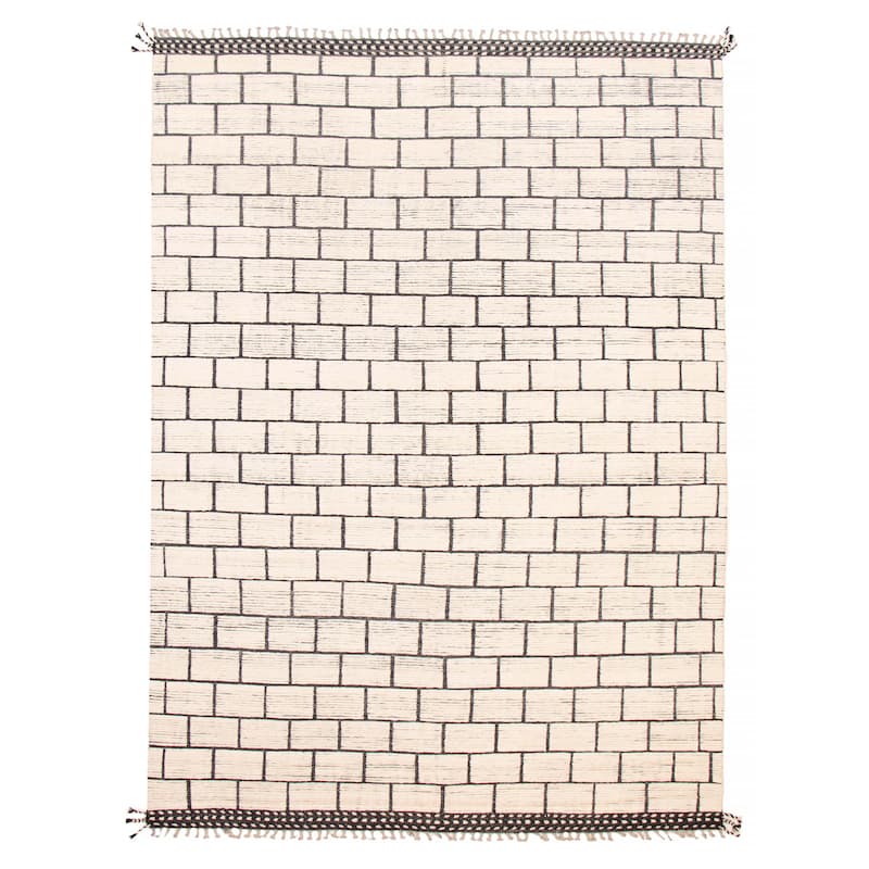 ECARPETGALLERY Hand-knotted Pak Finest Marrakesh Cream Wool Rug - 8'10 x 12'6 - Cream - 8'10 x 12'6