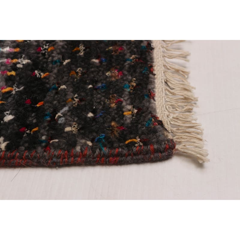 ECARPETGALLERY Hand-knotted Silk Shadow Black Multi Color Rug - 8' 4" x 8' 4"