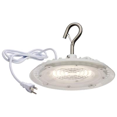 60 Watt Hi-Pro Shop Light with Plug 8" Dia. 4000K White Finish 120 Volt