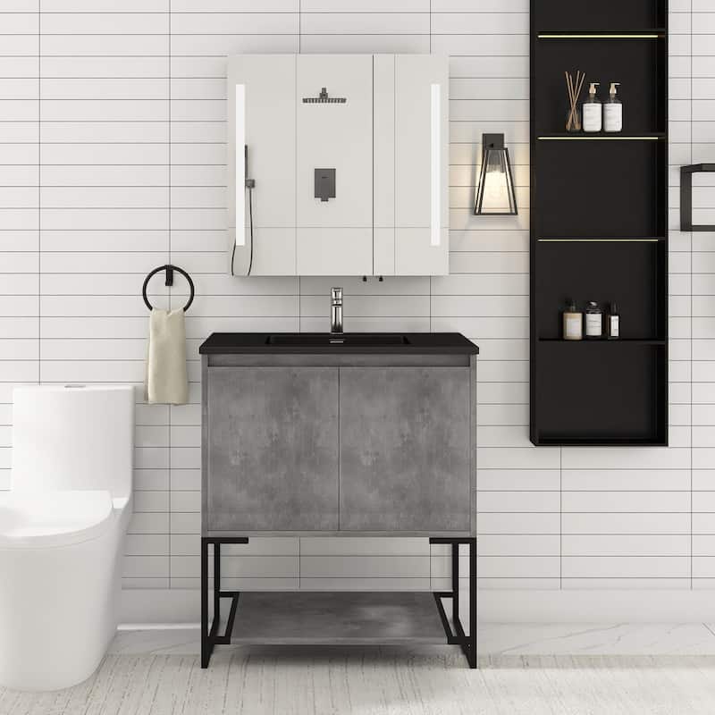 30-inch Freestanding Bath Vanity with Cultured Mable Top