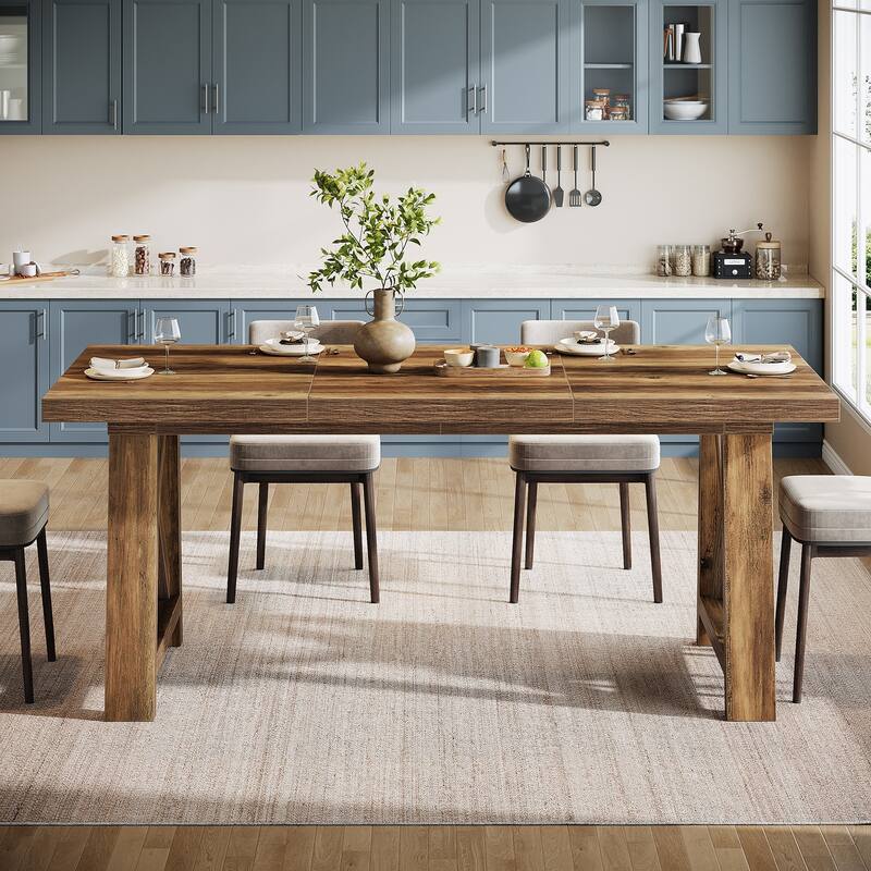 63 Inch Brown Dining Table for Kitchen / Dining Room / Living Room - 62.99" L x 31.5" W x 30.71" H
