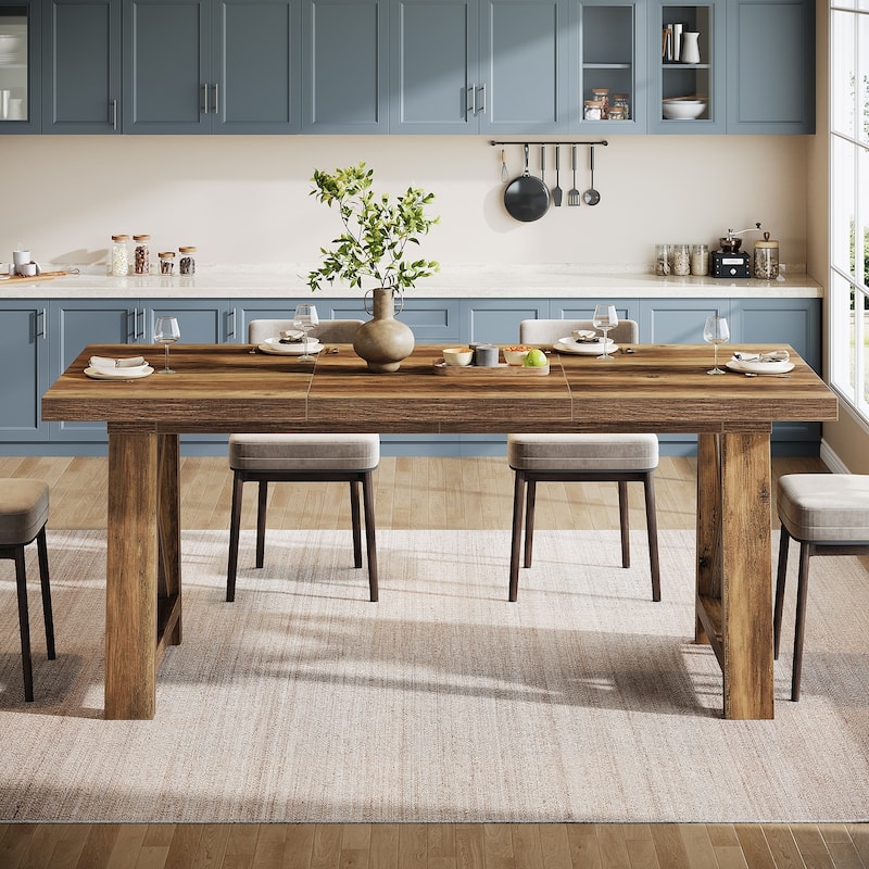 63 Inch Farmhouse Dining Table for Kitchen / Dining Room - 62.99" L x 31.5" W x 30.71" H