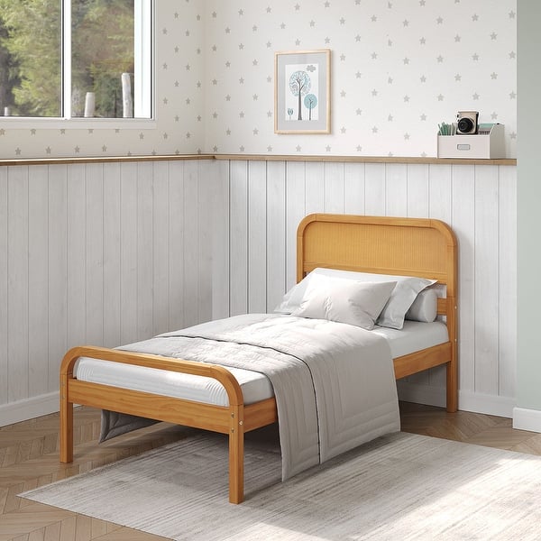 slide 2 of 9, Pkolino Curva Rattan Twin Bed - FSC Certifed Solid Wood - Natural Antique White - Twin