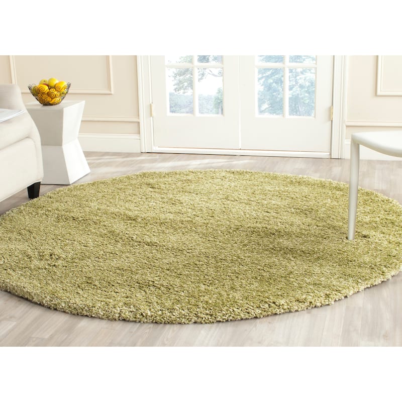 SAFAVIEH California Premium Shag Izat 2-inch Thick Area Rug - 4' Round - Green