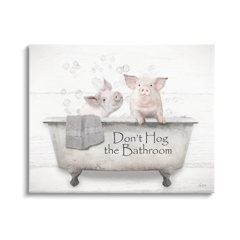 Stupell Hog Bathroom Pigs Canvas Wall Art Design by Lori Deiter - 20 x 16