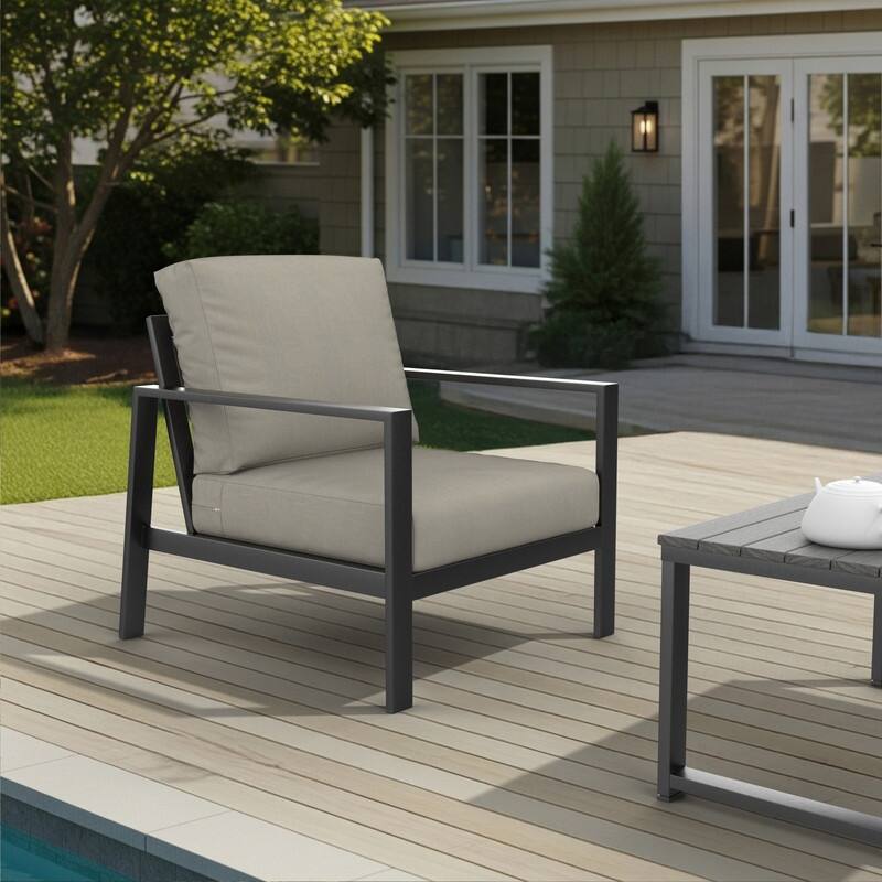 Sunbrella Outdoor Deep Seating Cushion - 25" W x 25.5" D x 5" H - Seat 25 x 25.5 x 5 Back 25 x 17 x 5 - Spectrum Dove