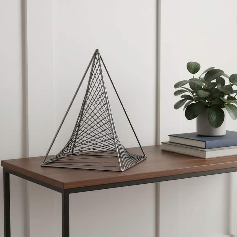 HomeRoots Contemporary Gray Metal Triangular Decor Piece - 8.00 in. x 11.00 in. x 8.00 in.
