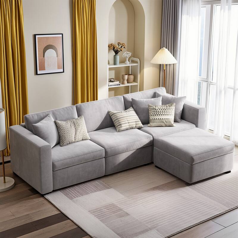 Pocassy Cloud Sectional Couch Upholstered Velvet Couches