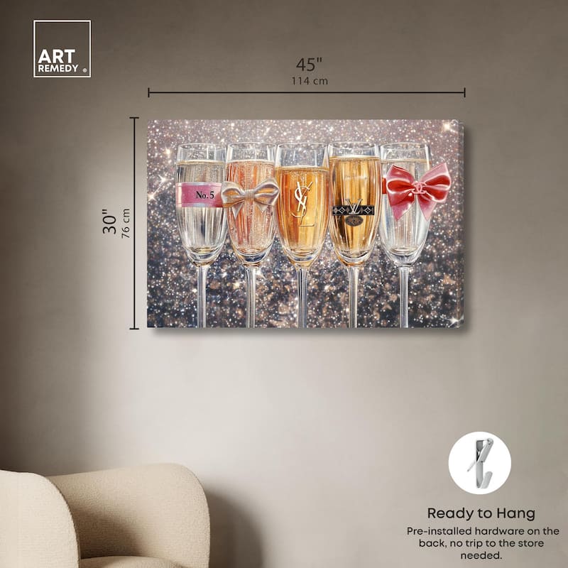 Champagne Glasses Glitz Canvas by Art Remedy, Gallery Wrapped