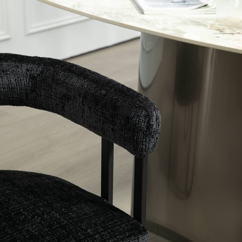 Contemporary Chenille Fabric Upholstered Accent/Dining Chair/Barrel Side Chairs Kitchen Armchair for Living Room set of 1