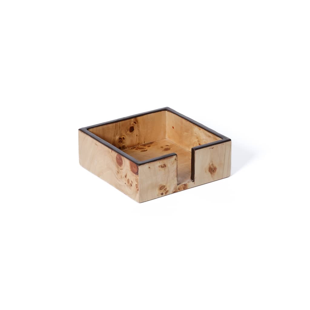 Valberg Burl Veneer Square Cocktail Napkin Holder