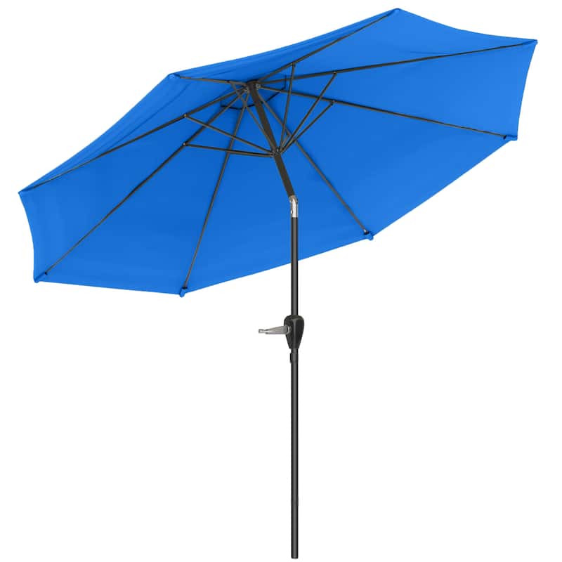 Patio Umbrella with Auto Tilt - 10FT Easy Crank Outdoor Umbrella by Pure Garden (Brilliant Blue)