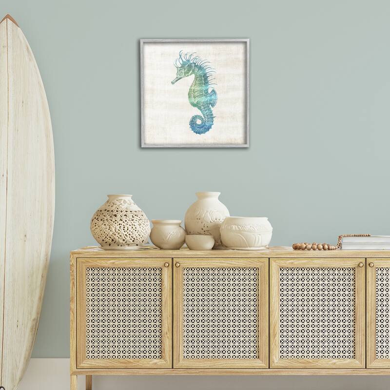 Stupell Ombre Seahorse Expression Framed Giclee Art Design By Susan Arnot