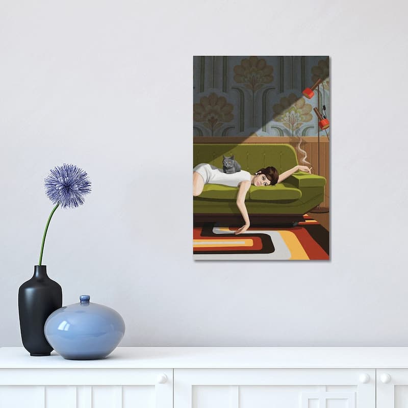 iCanvas "Waiting Game" by Artcatillustrated Canvas Print - 18x12x1.5